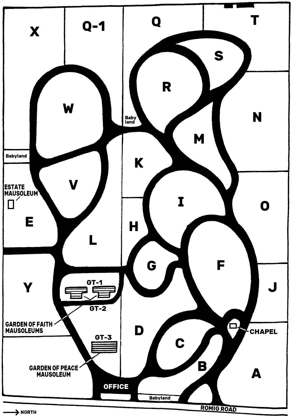 Map of the cemetery grounds